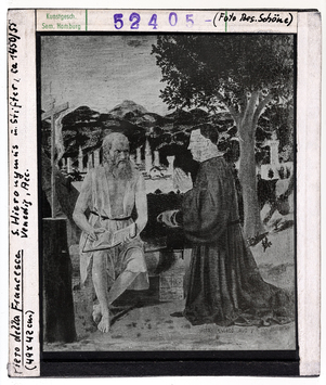 Vorschaubild Piero dei Franceschi (Piero della Francesca): Der heilige Hieronymus und ein Stifter. Venedig, Accademia 